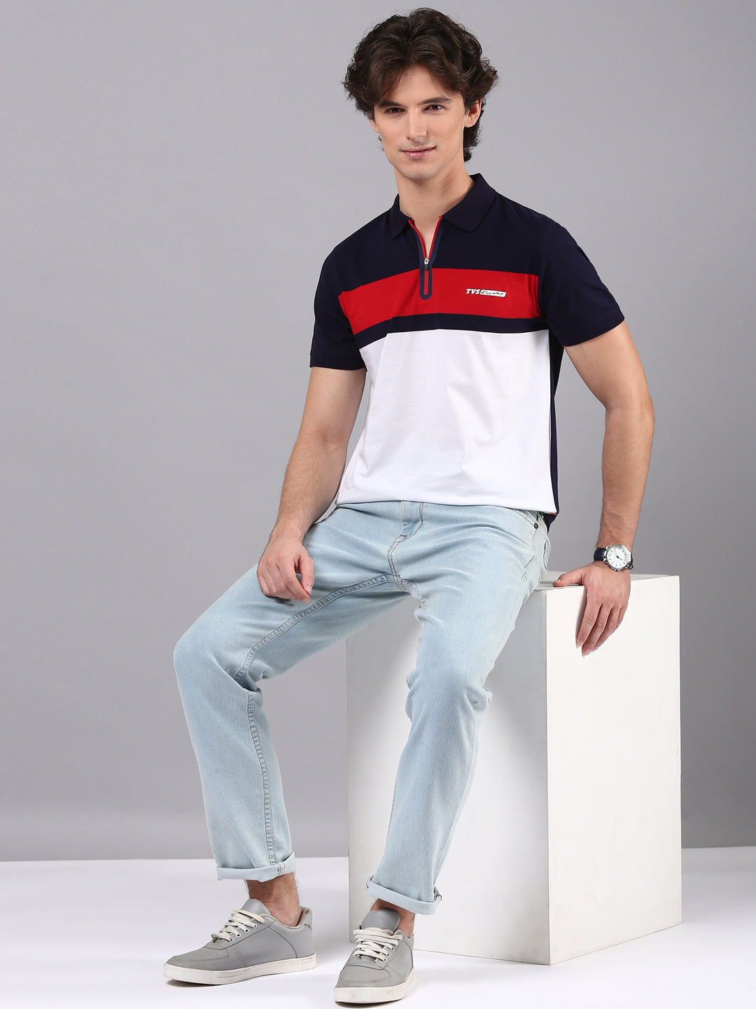 TVS Originals Racing 100% Cotton Mercerised Polo T-Shirt | 180 GSM | Sleek Zipper Placket | Soft Sheen Finish | Lightweight & Durable | Regular Fit | Heat-Sealed Neck | Premium Everyday Wear